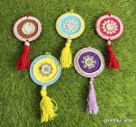 Mirror Mandala Car Hanging – Round with Colour Tassel, Set of 5 - view 1