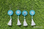Teal Mandala Keychain with White Tassel – Set of 4 - view 1