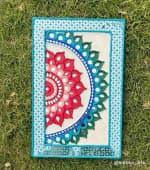 Vibrant Half-Mandala Wall Panel – Red, Teal & Cream - view 1