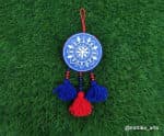 Blue Mandala Car Hanging – Round Mirror Centre with Tassels - view 1