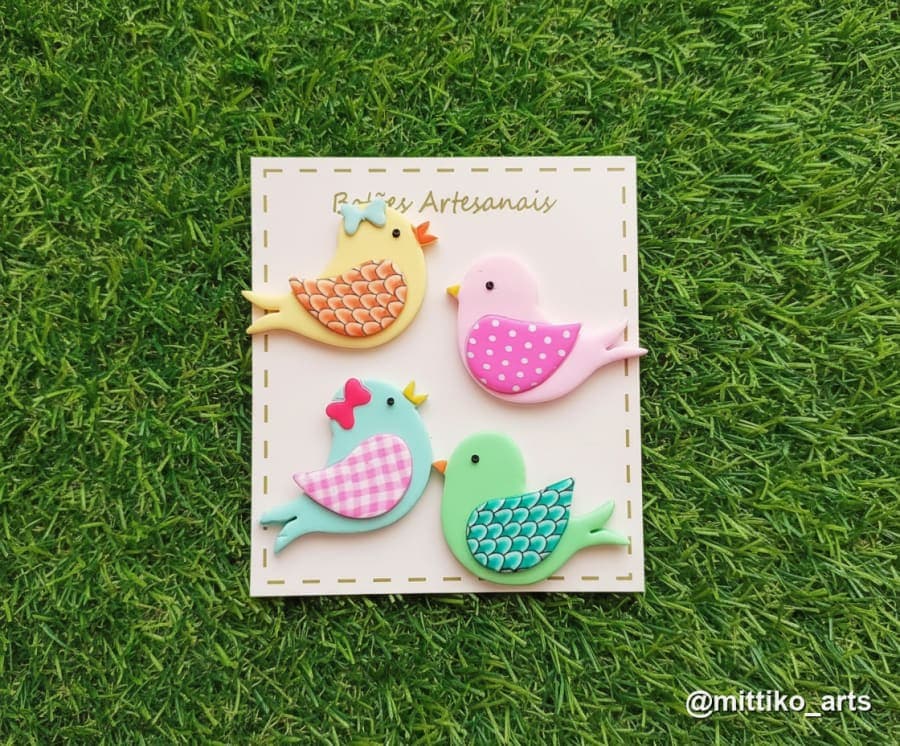 Bird Fridge Magnet Set of 4 – Colourful Hand-Painted Clay