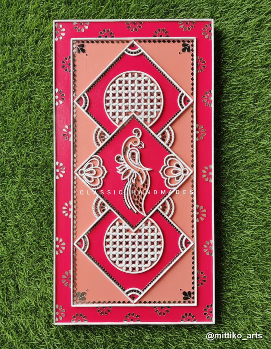 Crimson Peacock Wall Panel – Diamond Jaali Centre