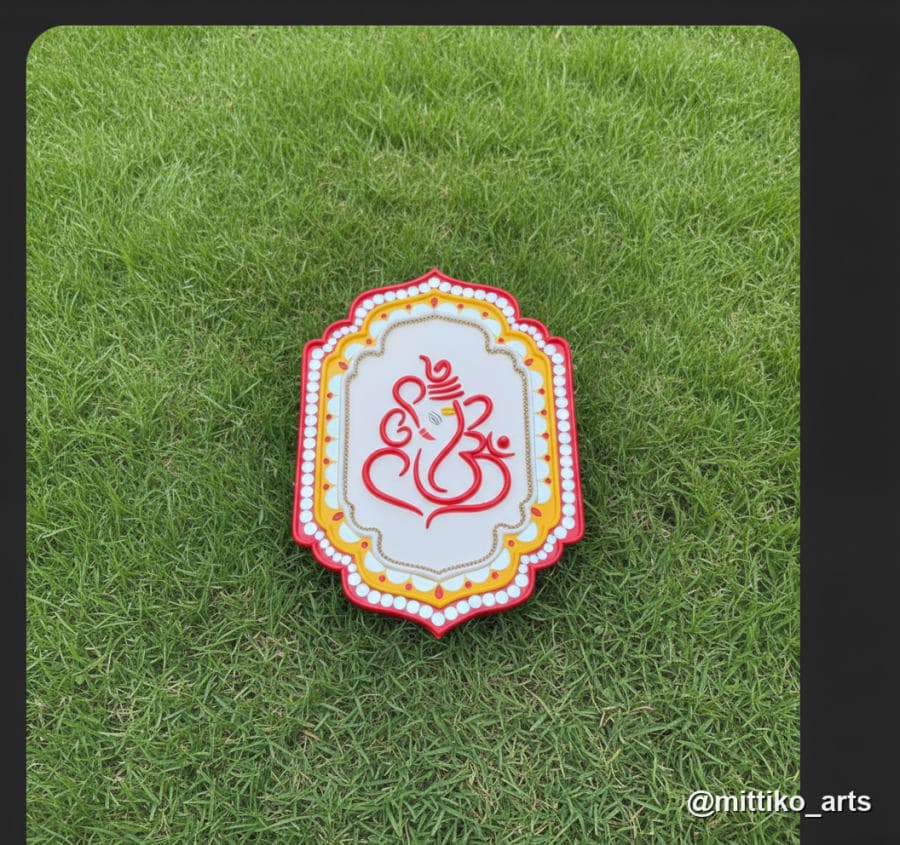 Ganesha in Sheesh Mahal Wall Frame – Pointed Arch Multicolour